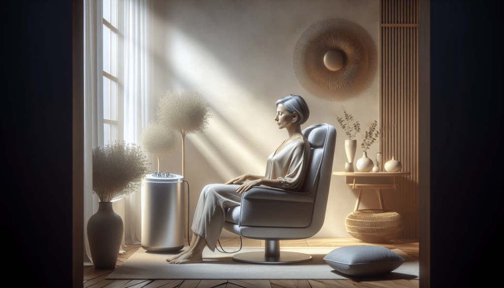 Vrouw krijgt vibratietherapie in een rustige omgeving binnenshuis
