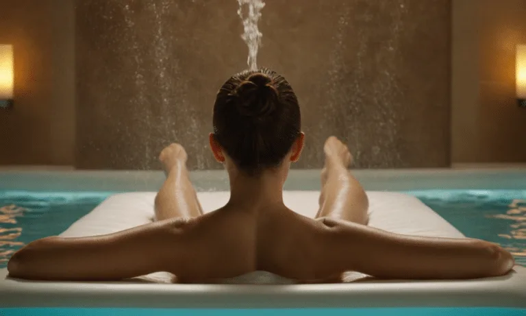 Person relaxes on warm water massage bed softly