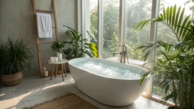 Elegant ice bath tub in a tranquil bathroom setting