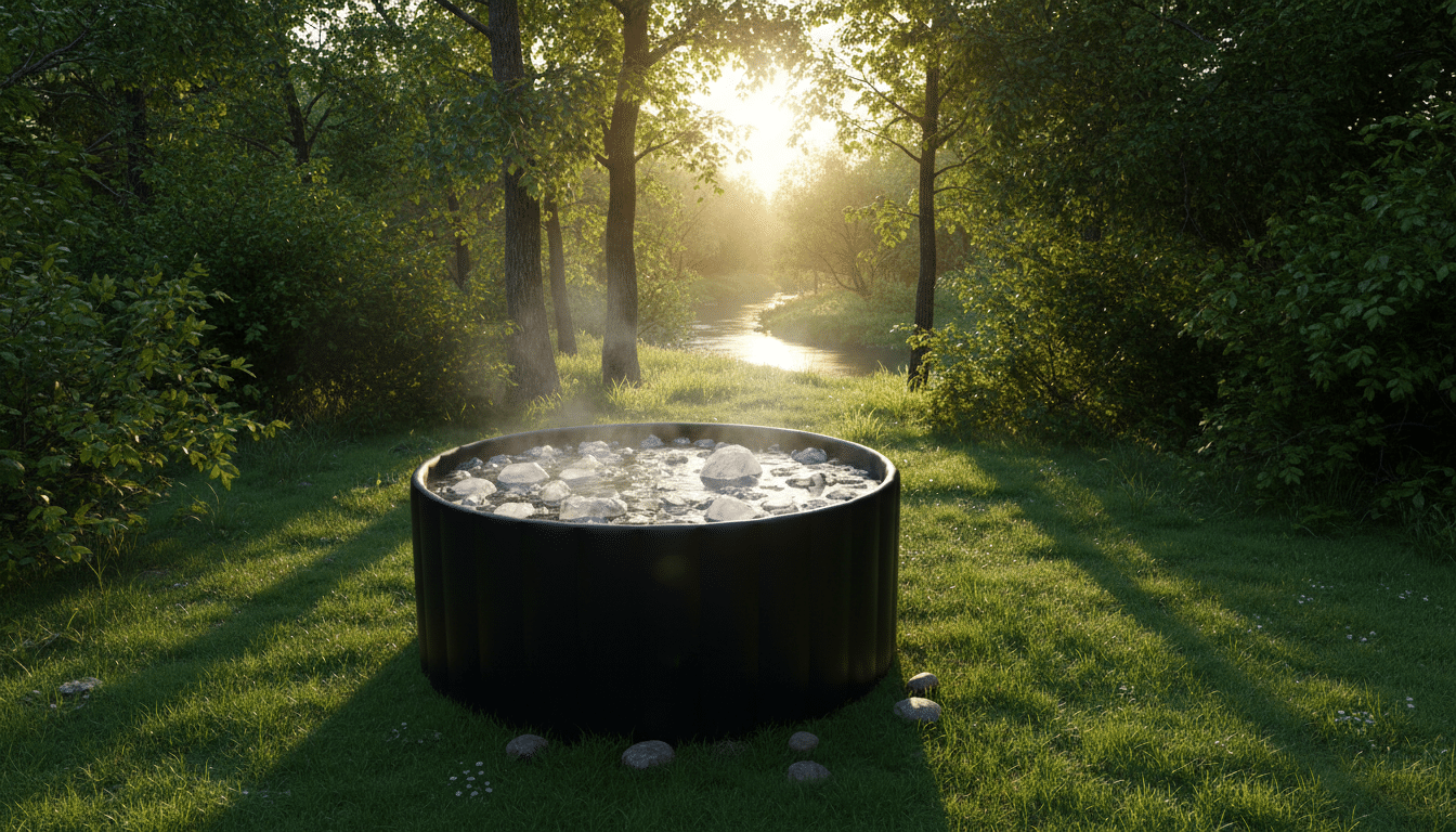 The Best Portable Ice Baths For Stress Relief This Year Portable ice bath tub in tranquil green outdoors