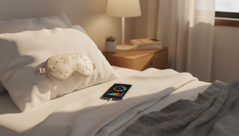 The Best Sleep Trackers This Year: Reviewing The Top 5 Stylish sleep mask resting on soft cozy pillow